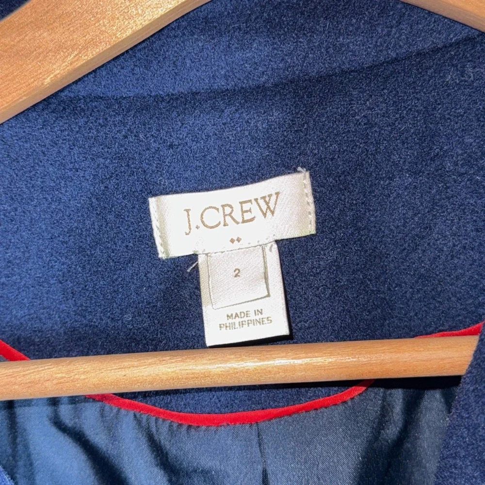 J Crew Factor Navy Wool Blend Peacoat Gold Button Double Breasted Classic Chic 2 - Picture 8 of 12